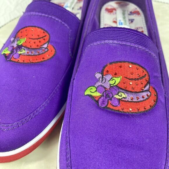 Grasshoppers Loafers Women Size 8.5 Purple Special Red Hat Society Slip On Shoes - Picture 12 of 13